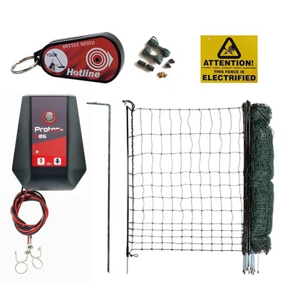 HOTLINE ELECTRIC FENCING ELECTRIC POULTRY NETTING 50M KIT Fencing Fence Chicken Net Mesh Green 110cm High