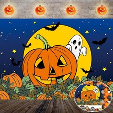 Happy Halloween Backdrop Halloween Pumpkin Field Backdrop Moon Ghost Background