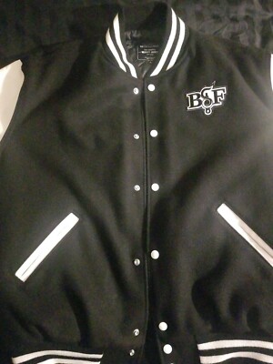 Benny The Butcher BSF Black Leather Varsity Jacket Holloway Benny The Butcher BSF Black Leather Varsity Jacket Holloway