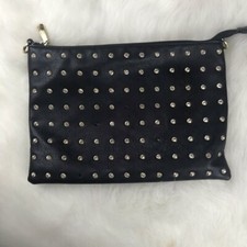 Women's Charming Charlie Black Studded Clutch/Crossbody Bag w/ Detachable Strap