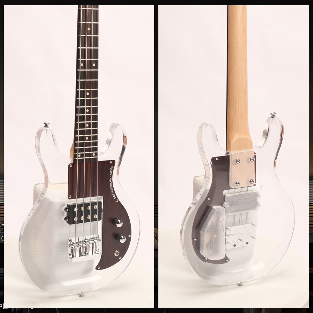 clear body bass guitar