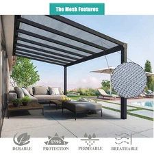 Breathable Pergola 90% Sun Shade Privacy Cover Panel Patio Canopy w/Grommet Grey