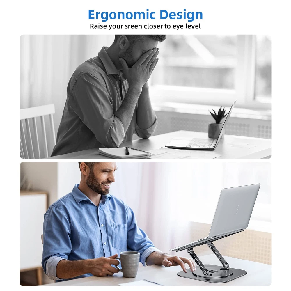 Laptop Stand Adjustable Ergonomic Rotating Base Riser for 10-17 Laptops