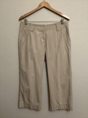 Halogen Crop Pants Women's 8 Straight Leg Flat Front Light Weight Beige  Cotton | eBay