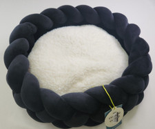 The Cuddle Colab Black  White Braided Plush Pet Bed Up to 20 Lbs