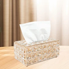 Rhinestone Tissue Box Cover Crystal Napkin Holder Case for Hotel Car Living Room