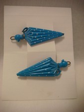 Vintage 1950-60s Child s Barrette Hair Clip Plastic Polka Dot Umbrella Pair / Se