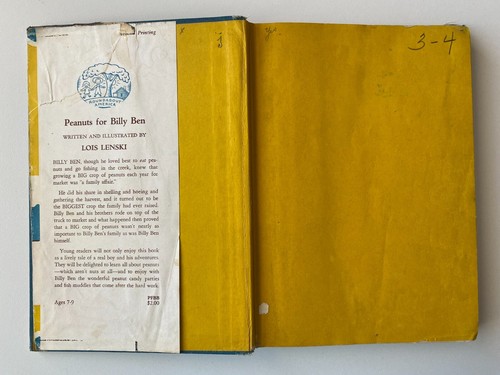 PEANUTS FOR BILLY BEN~Lois Lenski~ROUNDABOUT AMERICA~1952 2nd~EX-LIB HC~Virginia - Picture 3 of 10