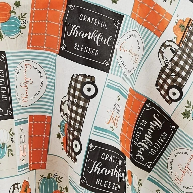 Way to Celebrate Fall Harvest Patchwork 60x102in PEVA Vinyl Tablecloth - Image 3 of 4