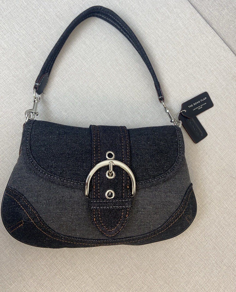 COACH Black Soho Bag shoulder bag Upcycle Repurpose Denim COACH Black Soho Bag shoulder bag Upcycle Repurpose Denim