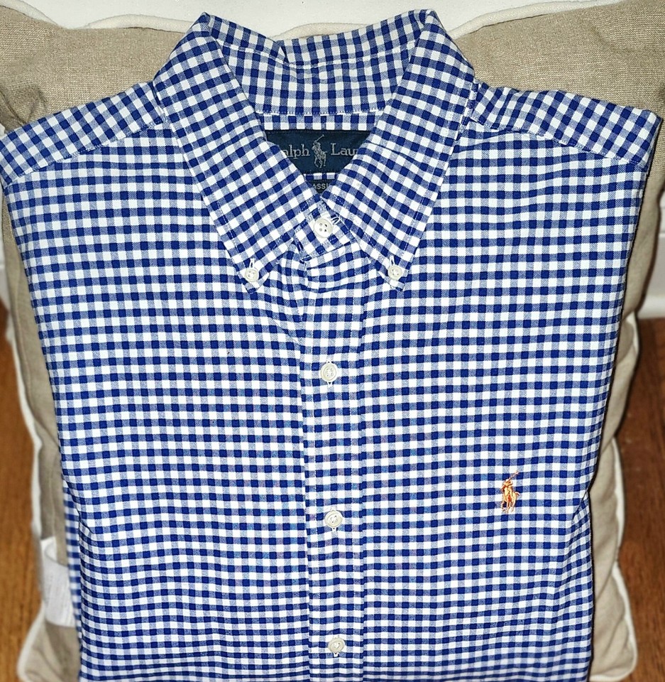 Mens New Polo Ralph Lauren Large Classic Checkered Button Down Shirt eBay