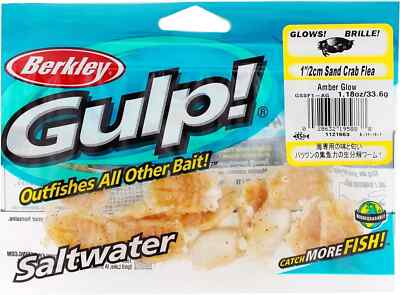 Berkley Gulp! Saltwater Fishing Soft Bait Sand Crab Flea Amber Glow GSSF1-AG