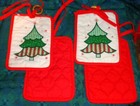4 Vintage Matching Christmas Potholders with Christmas trees new 1980s — photo 3