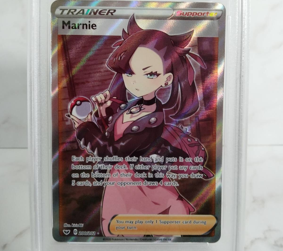 PSA10 Marnie POKEMON SWSH 2020 200/202 NIntendo SR Trainer
