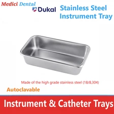 TECH-MED INSTRUMENT TRAYS Metal Tray No Cover, 8 7/8" x 5" x 2", Stainless Steel