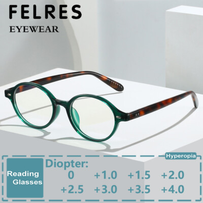 Unisex Retro Oval Anti Blue Light Reading Glasses Clear Lens Presbyopic Readers