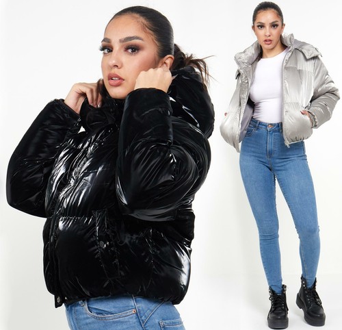 Womens Velvet Puffer Jacket Quilted 