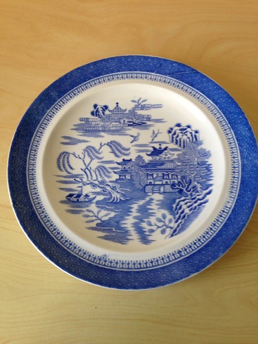 antique copeland spode willow pattern dinner plate