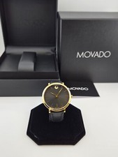 Movado Women's Ultra Slim Black Dial Gold Tone Case Watch - 0607091  795 MSRP 