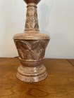 Vintage Mid-Century Glazed Ceramic Pink With Gold Lamp — photo 2