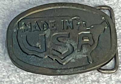Old Vtg Collectible Belt Buckle Made IN USA United States Of America Shape 