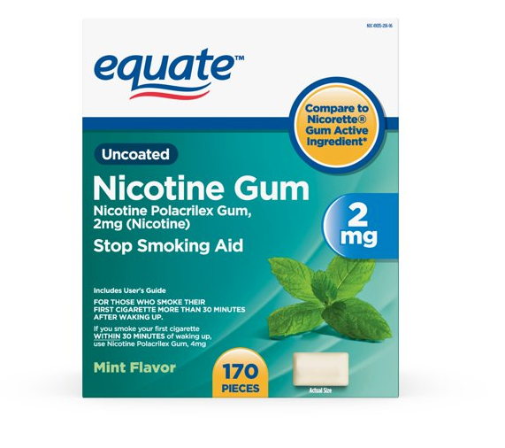 anti cigarette gum EQUATE Nicotine Gum for Anti Smoking, 2mg - 160 Pieces for sale online