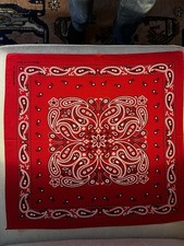 100 cotton colorfast Vintage Red  White Bandana made in USA really pretty