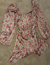 Floral Long Sleeve Dress With Tie