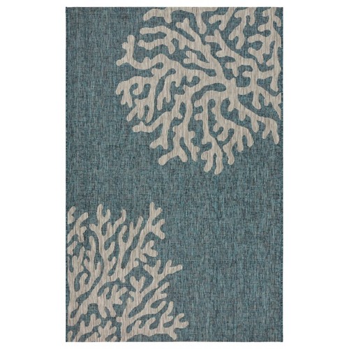 HomeRoots 8 x 9 ft. Blue Coral Reef Indoor & Outdoor Area Rug