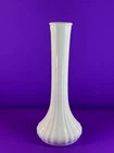 Vintage Hoosier White Milk Glass Ribbed Flower Bud Vase # 4096 Tall  9"