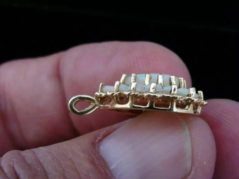 Кулон из желтого золота 14 карат с огненным опалом грушевидной огранки более 18 дюймов бесплатная цепочка 2 карата - Изображение 2 из 2