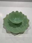 (7) Vintage Fire King Jadeite Glass Lotus Leaf & Blossum Salad Plate Bowl Sets