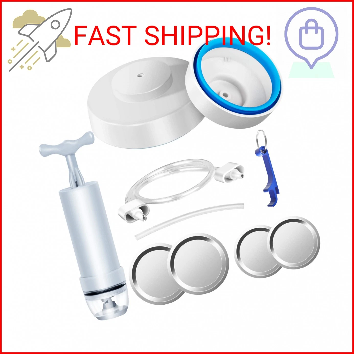 RECAT Mason Jar Vacuum Sealer Kit with Accessory Hose for Wide and Regular Mouth