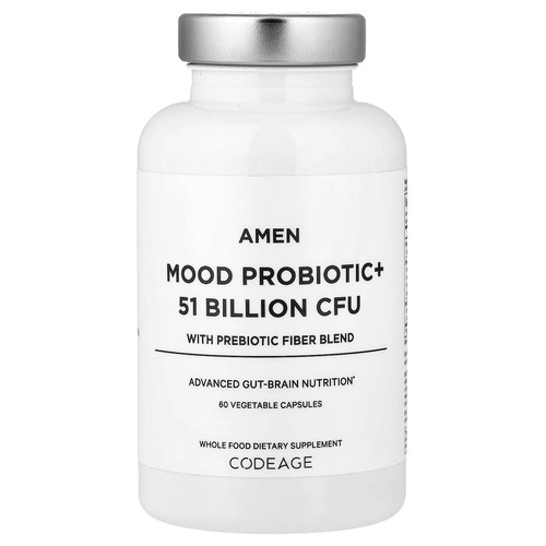 Amen, Mood Probiotic+ With Prebiotic Fiber Blend, 60 Vegetable Capsules