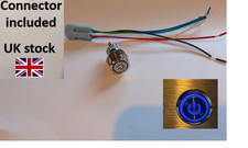 Chrom Power (On/Off) Verriegelung 12V 3A Drucktasten Schalter 16mm IP65 IK10 UK LAGER