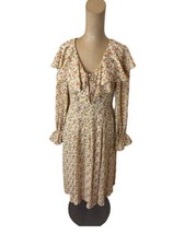 Vintage Handmade Ruffle Floral Prairie Dress Size Small