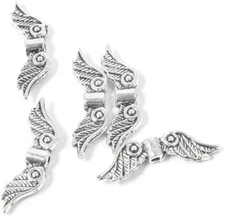 50 pcs 20mm Angel Wing Spacer Metal Beads DIY for Bracelets Necklace Silver