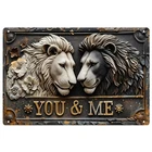 Rustic Lion Couple Tin Metal Signs Home Décor 8x12 Wall Art: Vintage Home Decor