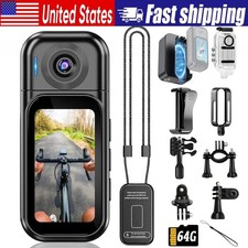 1080P Action Camera 64GB Waterproof Thumb POV Cam for Motorcycle Cycling Sports