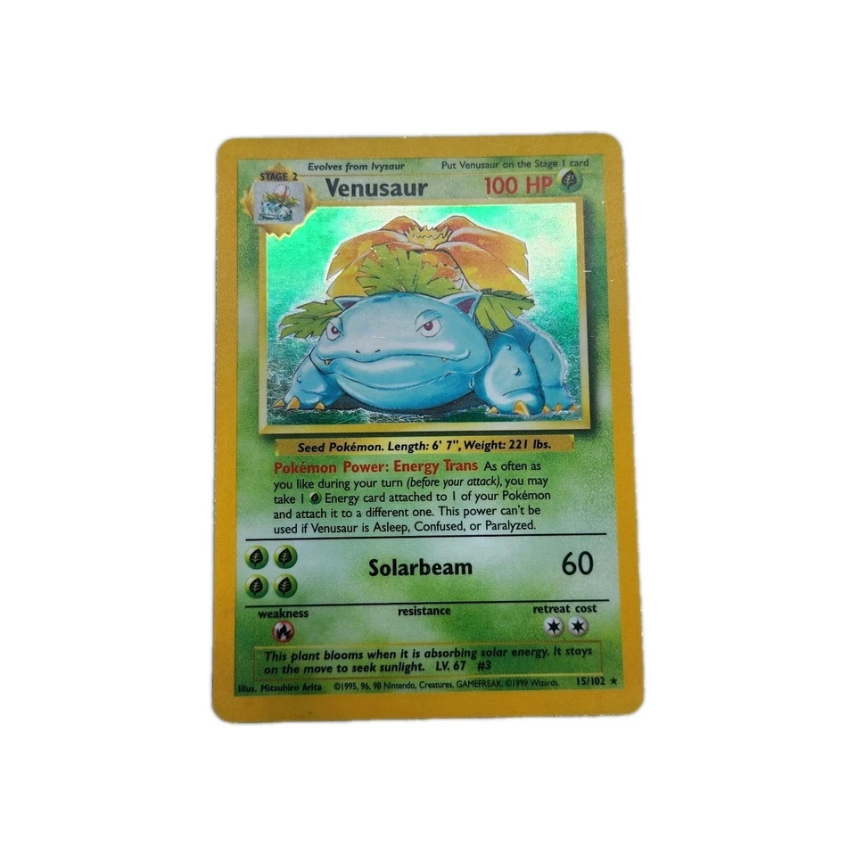 1999 Venusaur 15/102 Base Set Unlimited Holo Rare Pokémon TCG MP - Image 3 of 4
