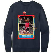 NEW Retro Kings MJ ROOKIE CARD NEW NAVY Crew Sweater SMALL-4XLARGE MADE IN USA