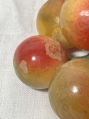 Vintage Italian Yellow Red Alabaster Realistic Grape 3 Clusters Plastic Stems - Picture 2 of 6
