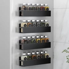 4 Pack Magnetic Spice Rack with 24 Spice Jars, Spice Labels, Chalk Marker and...