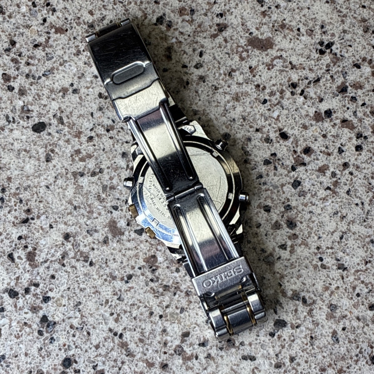Seiko Chronograph 7T32 Sports 150 Watch Men Gray/Blue Dial Two