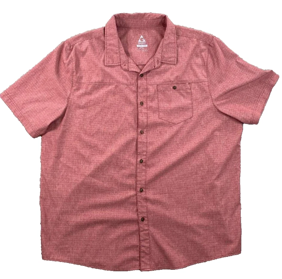 Gerry Men Button Up Outdoor Lightweight Breathable Hiking Shirt Garnet Heather L