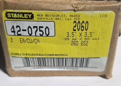 NEW STANLEY HARDWARE 42-0750, 2 HINGES 3.5'' X 3.5''