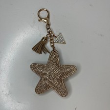 Bling Star Keychain Key Fob Bag Charm Faux Suede Stuffed Pillow 3.25" Star
