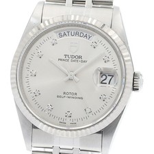 TUDOR Prince Date Day 76214 10P diamonds WG bezel Automatic Men's Watch_917827