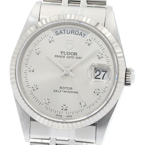 TUDOR Prince Date Day 76214 10P diamonds WG bezel Automatic Men's Watch_917827