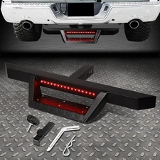 FOR 2" TOW TRAILER RECEIVER BLACK HITCH STEP BAR BUMPER GUARD W/LED BRAKE LIGHT